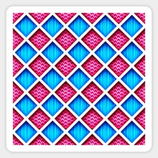 3d Geometric Pattern, Rhombic Harlequin Motif Sticker